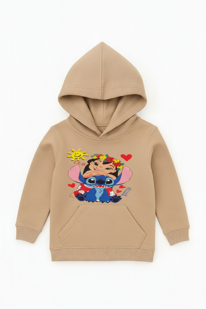 Soft Cotton Stitch & Lilo Hoodie – Beige Edition