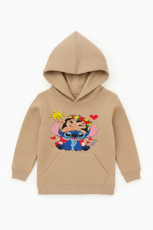 Soft Cotton Stitch & Lilo Hoodie – Beige Edition